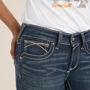 Ariat Women's Whipstitch Mid Rise Bootcut Denim Jeans, Ocean