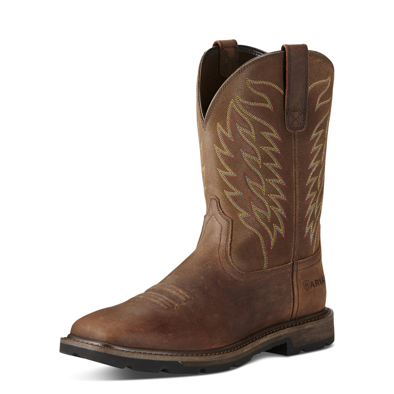 Ariat Men's Groundbreaker Wide Square Toe Steel Toe Work Boot, Brown