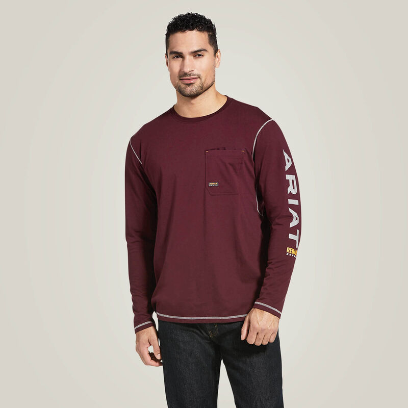 Ariat Men's Rebar Workman Logo T-Shirt, Malbec