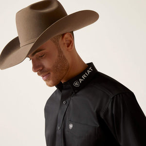Ariat Men's Team Logo Twill Mexico Long Sleeve Shirt, Black