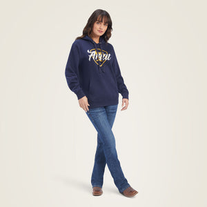 Ariat Women's REAL Shield Logo Hoodie, Navy Eclipse