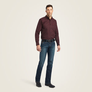 Ariat Men’s Wesson Fitted Fit Long Sleeve Shirt, Rio Red