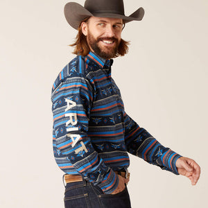 Ariat Men's Team Logo Chandler Classic Fit Long Sleeve Shirt, Blue