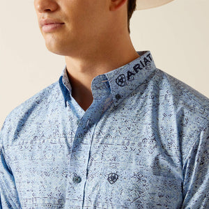 Ariat Men's Team Logo Vaughn Fitted Fit Long Sleeve Shirt, Blue