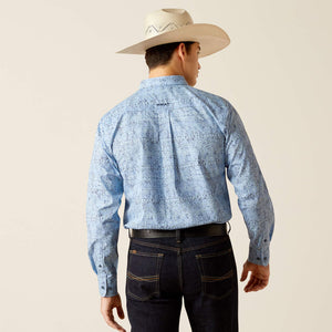 Ariat Men's Team Logo Vaughn Fitted Fit Long Sleeve Shirt, Blue