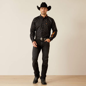 Ariat Men's Team Logo Kelvin Classic Fit Long Sleeve Shirt, Black