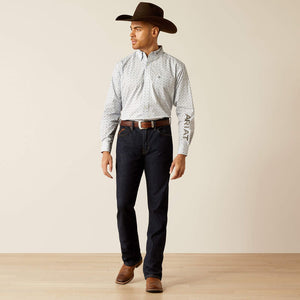 Ariat Men's Team Logo Kody Classic Fit Long Sleeve Shirt, Light Blue