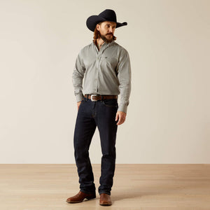 Ariat Men's Team Logo Twill Classic Fit Long Sleeve Shirt, Grey|Black