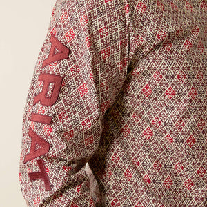 Ariat Men's Team Logo Omega Fitted Long Sleeve Shirt, Red|Burgundy