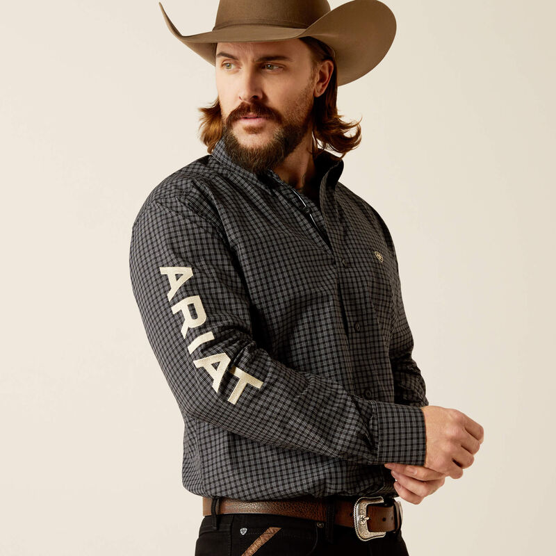 Ariat Men's Pro Series Team Logo Otto Classic Fit Long Sleeve Shirt, Black|Khaki