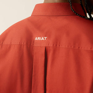 Ariat Men's Team Logo Twill Classic Fit Long Sleeve Shirt, Dark Red|Khaki
