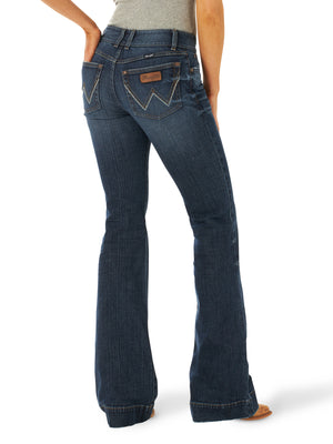 Wrangler Women's Retro Mae Mid Rise Trouser Denim Jeans, Shelby