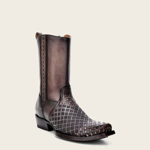 Cuadra Men's Bovine Leather Narrow Square Toe Zipper Boot, Grey