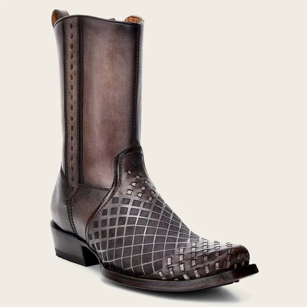 Cuadra Men's Bovine Leather Narrow Square Toe Zipper Boot, Grey