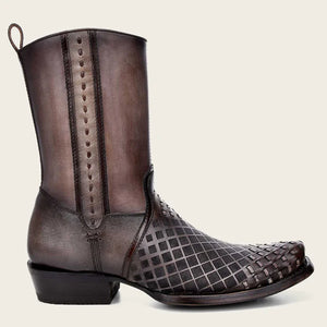 Cuadra Men's Bovine Leather Narrow Square Toe Zipper Boot, Grey