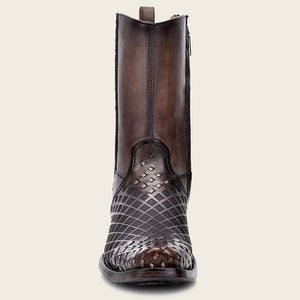 Cuadra Men's Bovine Leather Narrow Square Toe Zipper Boot, Grey