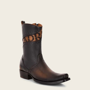 Cuadra Men's Bovine Leather Narrow Square Toe Zipper Boot, Black