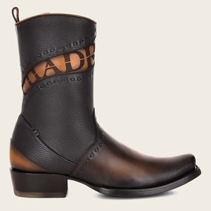 Cuadra Men's Bovine Leather Narrow Square Toe Zipper Boot, Black