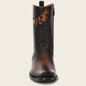 Cuadra Men's Bovine Leather Narrow Square Toe Zipper Boot, Black