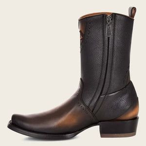Cuadra Men's Bovine Leather Narrow Square Toe Zipper Boot, Black