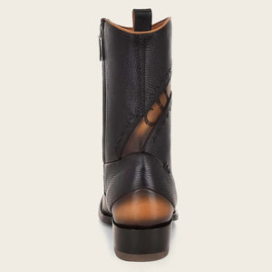 Cuadra Men's Bovine Leather Narrow Square Toe Zipper Boot, Black