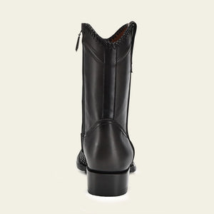 Cuadra Men's Bovine Leather Narrow Square Toe Zipper Boot, Black