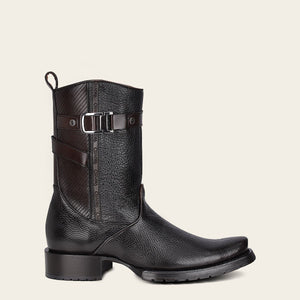 Cuadra Men's Bovine Leather Narrow Square Toe Zipper Boot, Black