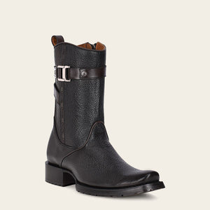 Cuadra Men's Bovine Leather Narrow Square Toe Zipper Boot, Black