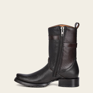 Cuadra Men's Bovine Leather Narrow Square Toe Zipper Boot, Black