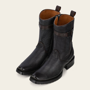 Cuadra Men's Bovine Leather Narrow Square Toe Zipper Boot, Black