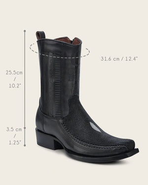 Cuadra Men's Stingray Narrow Square Toe Zipper Boot, Black