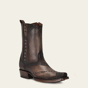 Cuadra Men's Bovine Leather Narrow Square Toe Zipper Boot, Brown