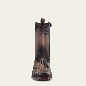 Cuadra Men's Bovine Leather Narrow Square Toe Zipper Boot, Brown