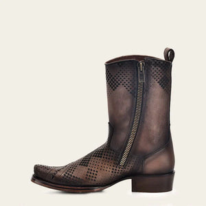 Cuadra Men's Bovine Leather Narrow Square Toe Zipper Boot, Brown