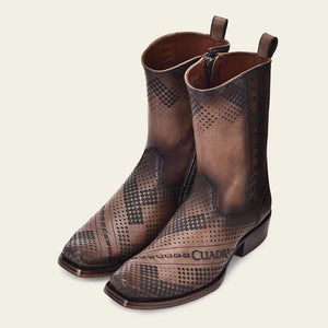 Cuadra Men's Bovine Leather Narrow Square Toe Zipper Boot, Brown