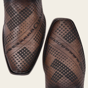 Cuadra Men's Bovine Leather Narrow Square Toe Zipper Boot, Brown