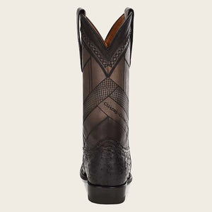 Cuadra Men's Ostrich Leather Round Toe Boot, Black