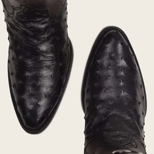 Cuadra Men's Ostrich Leather Round Toe Boot, Black