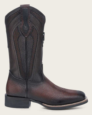 Cuadra Men's Bison Leather Square Toe Boot, Dark Brown