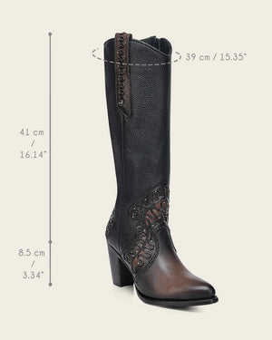 Cuadra Women's Bovine Leather Round Toe Boot, Chocolate