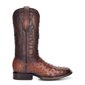 Cuadra Men's Ostrich Leather Square Toe Boot, Brown