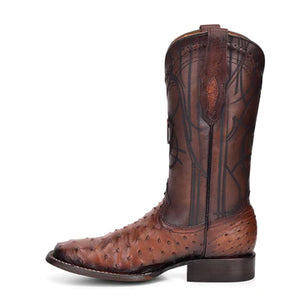 Cuadra Men's Ostrich Leather Square Toe Boot, Brown