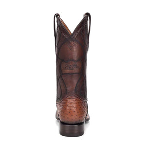 Cuadra Men's Ostrich Leather Square Toe Boot, Brown