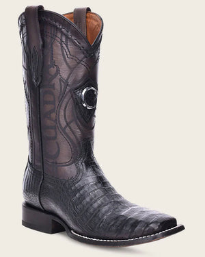 Cuadra Men's Caiman Belly Leather Square Toe Boot, Black
