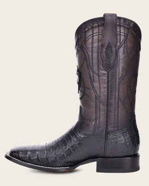 Cuadra Men's Caiman Belly Leather Square Toe Boot, Black