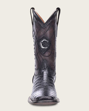 Cuadra Men's Caiman Belly Leather Square Toe Boot, Black