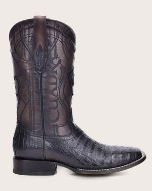Cuadra Men's Caiman Belly Leather Square Toe Boot, Black
