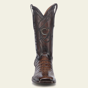 Cuadra Men's Caiman Belly Leather Square Toe Boot, Honey