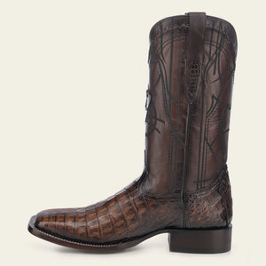 Cuadra Men's Caiman Belly Leather Square Toe Boot, Honey