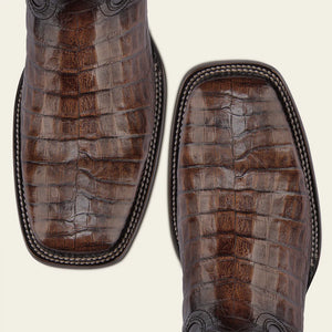 Cuadra Men's Caiman Belly Leather Square Toe Boot, Honey